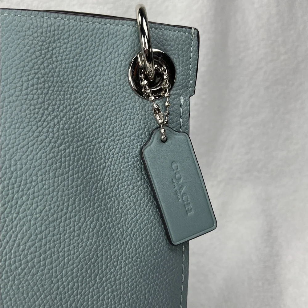 Coach 2019 Light Blue Shoulder Bag with Floral Scarf - Picture 2 of 15
